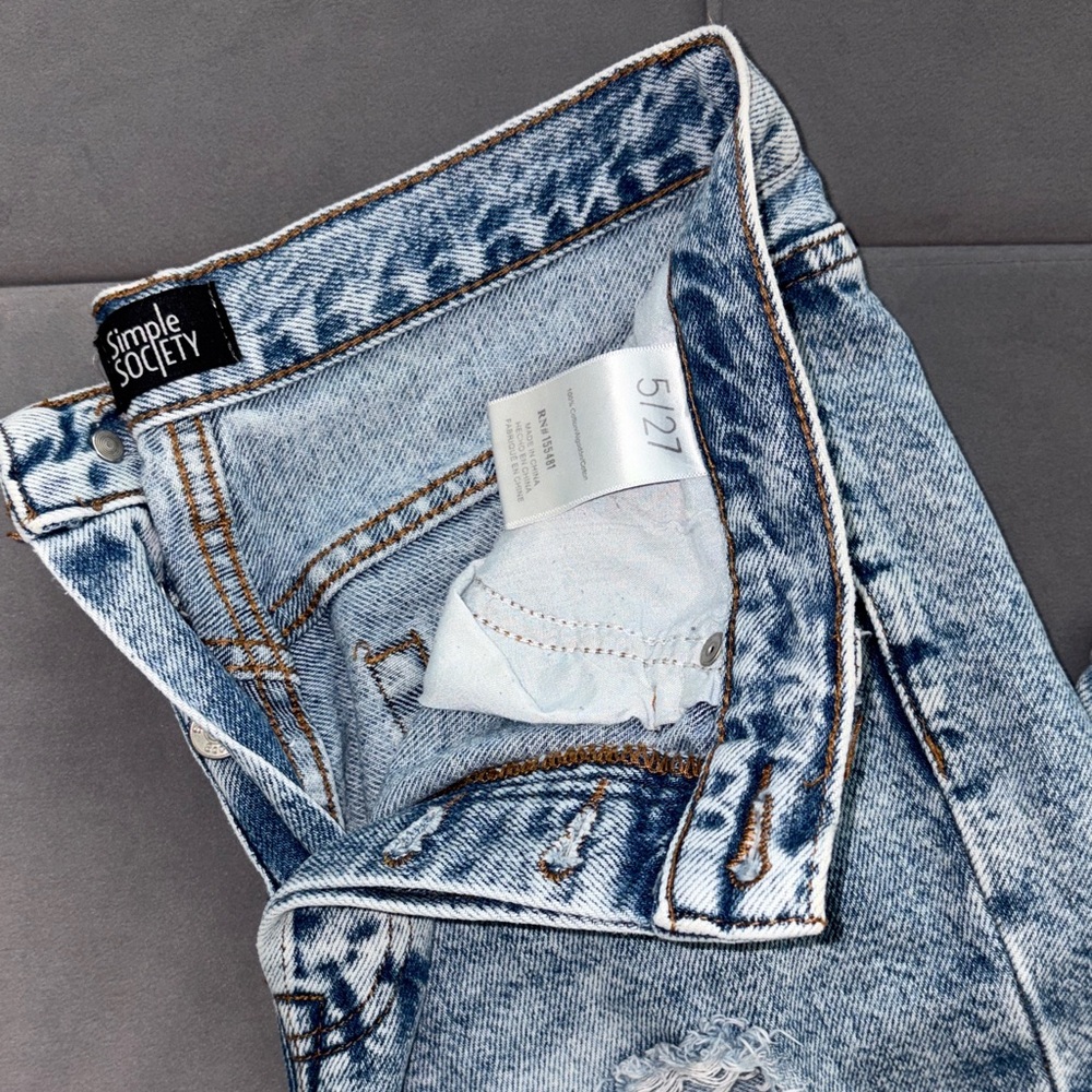 Light Blue Relaxed Jeans with Distressed Detail - Picture 2 of 5